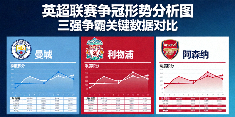英超联赛争冠形势分析图 - 曼城、利物浦、阿森纳三强争霸