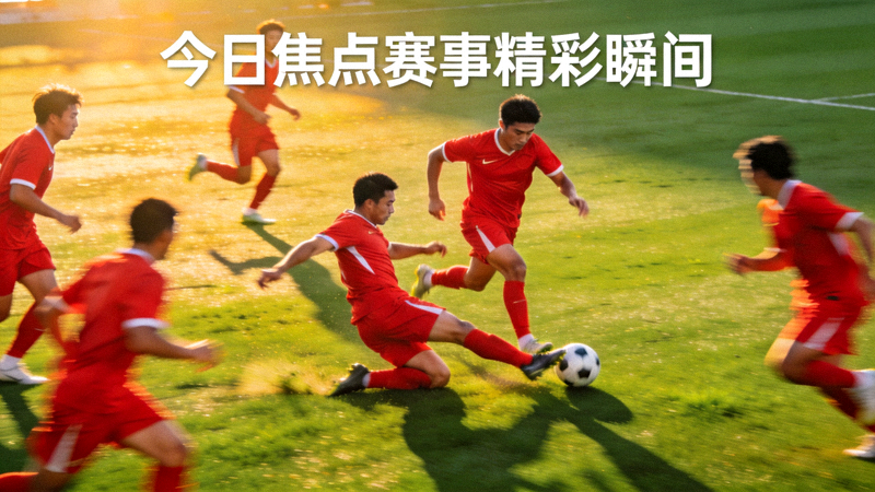 足球场上球员激烈拼抢场景 - 今日焦点赛事精彩瞬间